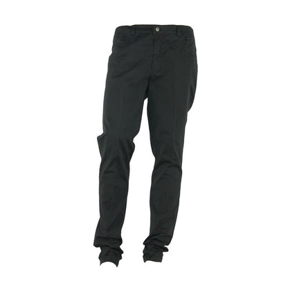 Black Cotton Men's Trouser-Made in Italy-LabelTerrace.com