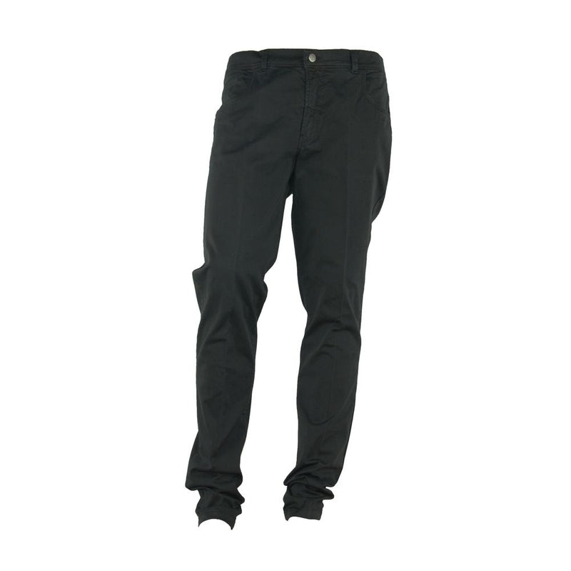 Black Cotton Men's Trouser-Made in Italy-LabelTerrace.com