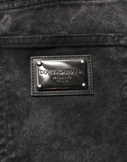 Black Cotton Mid Waist Denim Men Bermuda Short