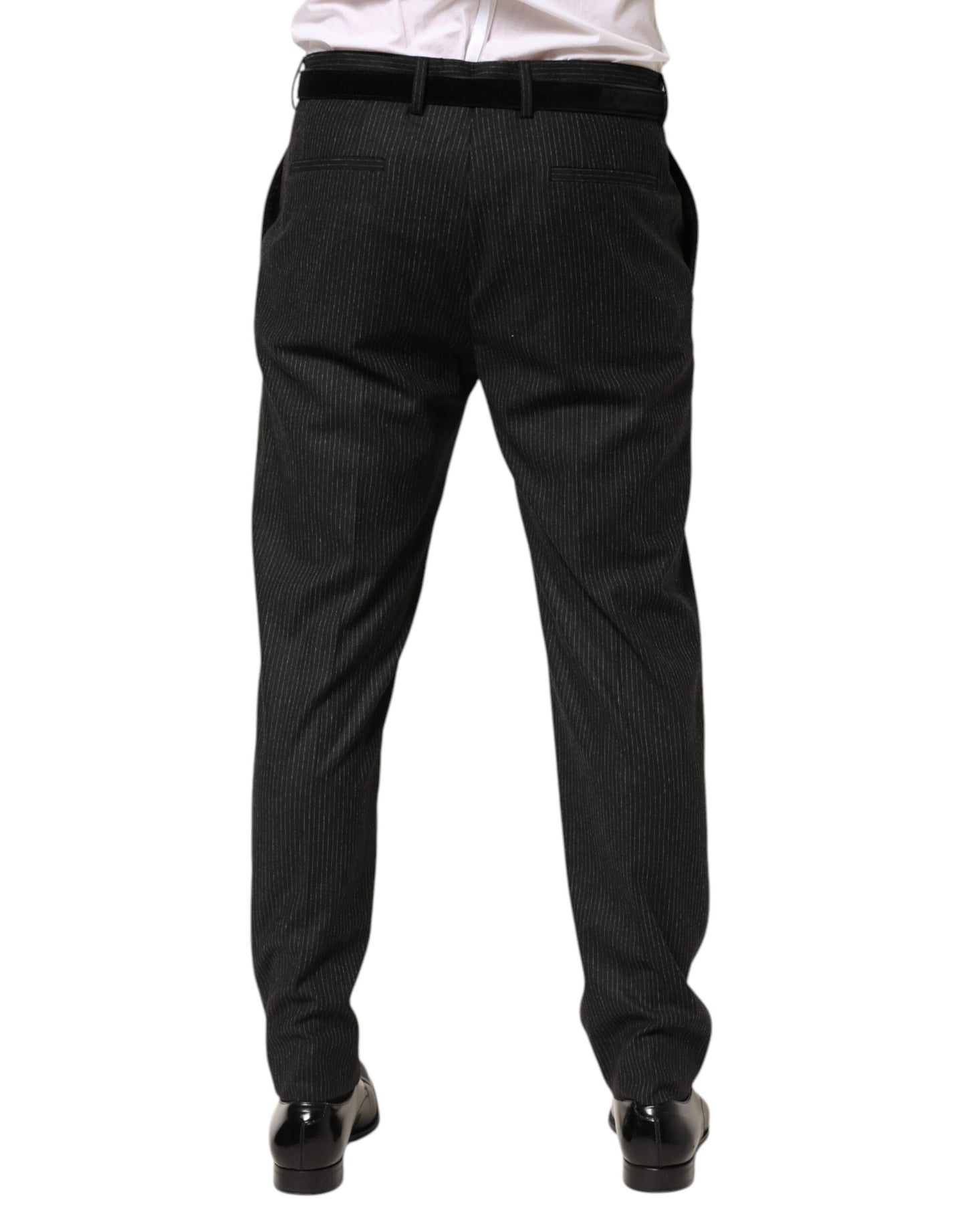 Black Cotton Mid Waist Dress Trouser Pants-Dolce & Gabbana-LabelTerrace.com