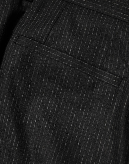 Black Cotton Mid Waist Dress Trouser Pants-Dolce & Gabbana-LabelTerrace.com