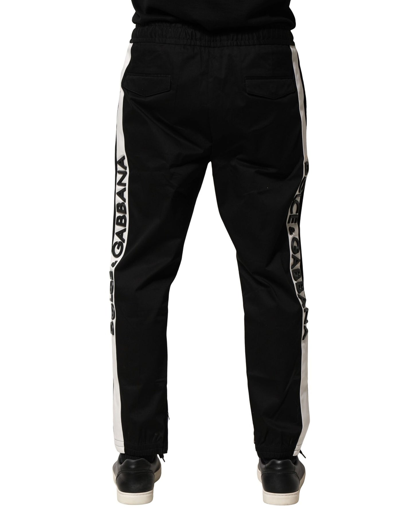 Black Cotton Mid Waist Jogger Pants-Dolce & Gabbana-LabelTerrace.com