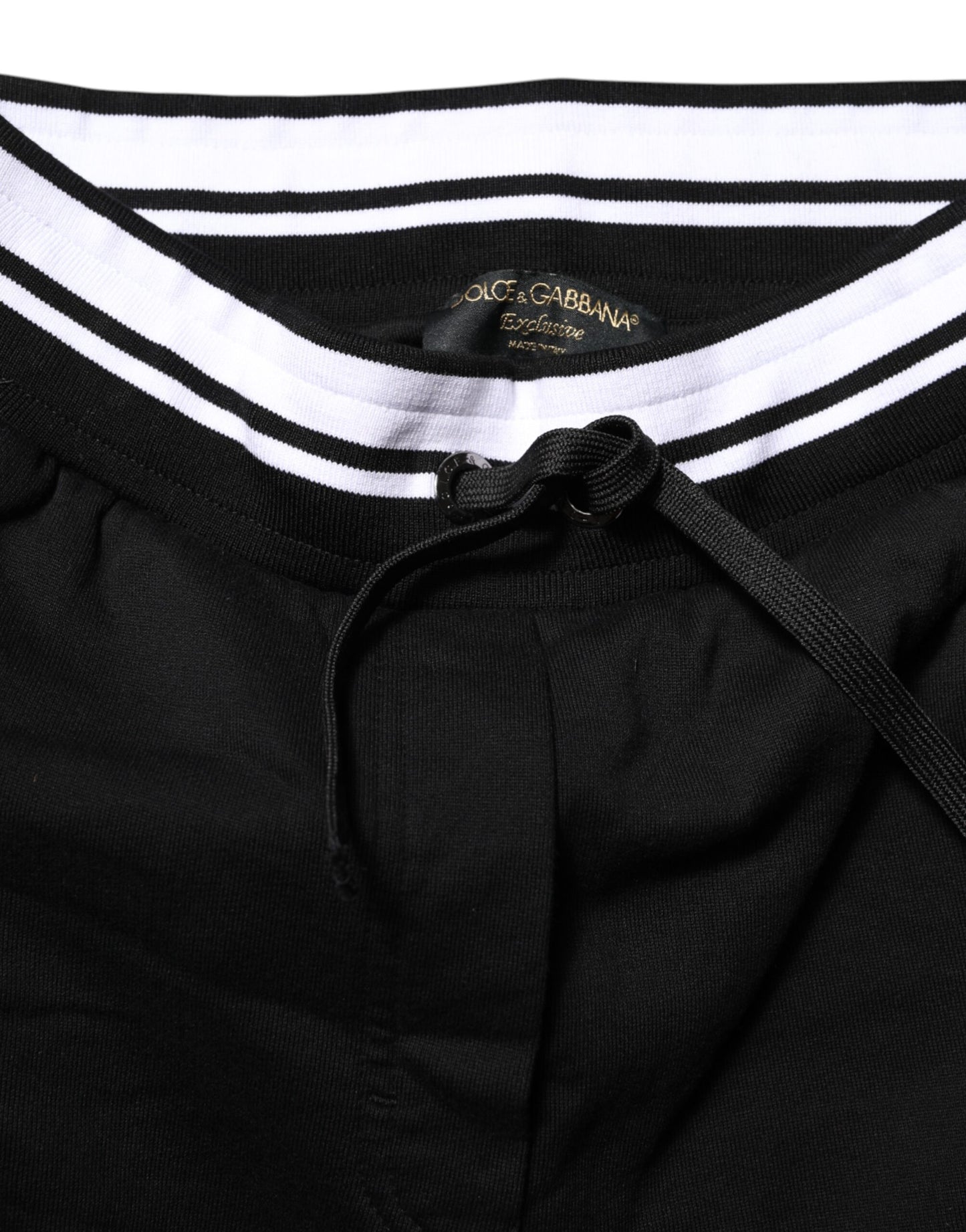 Black Cotton Mid Waist Jogger Pants-Dolce & Gabbana-LabelTerrace.com