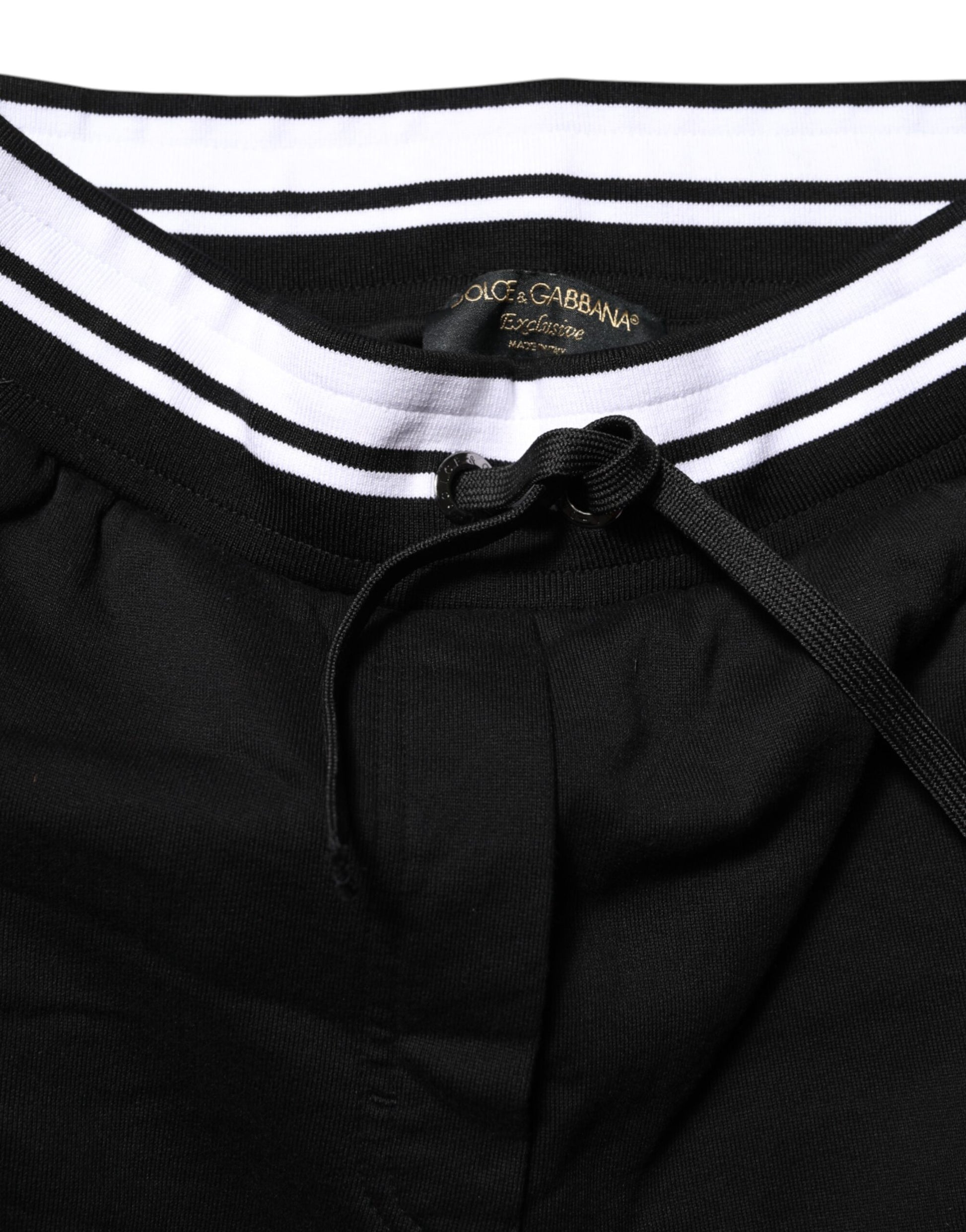 Black Cotton Mid Waist Jogger Pants-Dolce & Gabbana-LabelTerrace.com