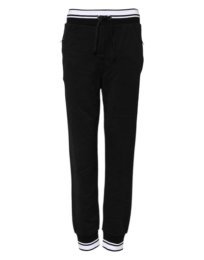 Black Cotton Mid Waist Jogger Pants-Dolce & Gabbana-LabelTerrace.com