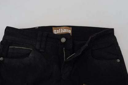 Black Cotton Mid Waist Skinny Slim Fit Denim Jeans