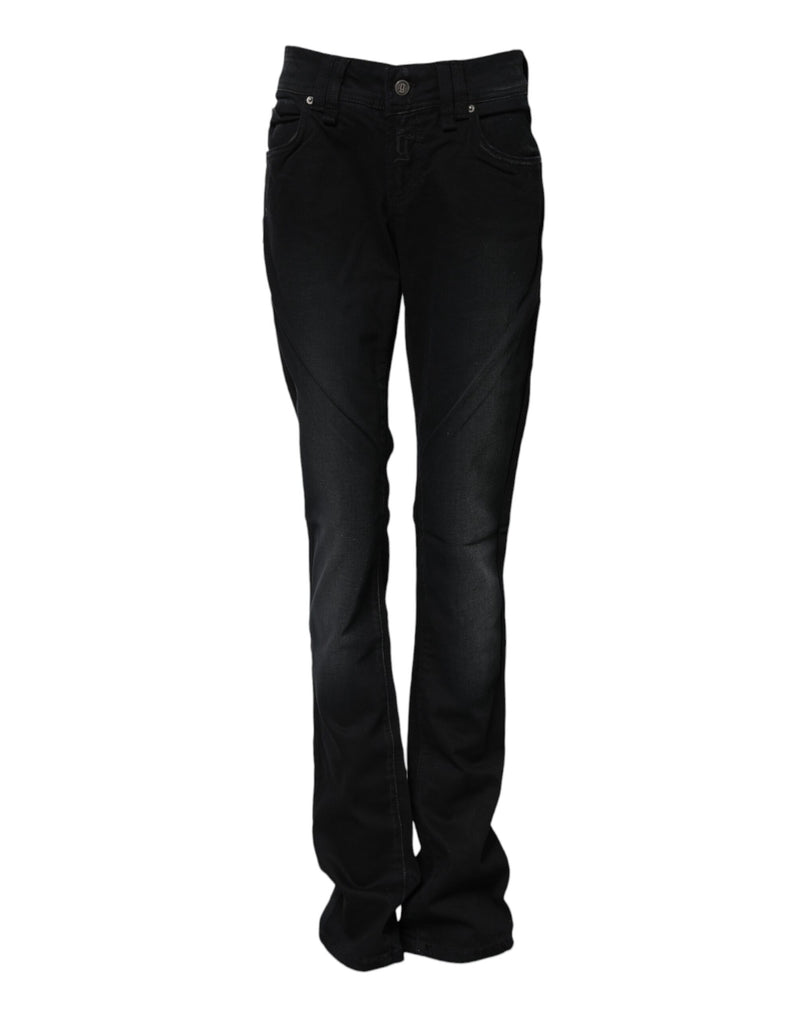 Black Cotton Mid Waist Tapered Denim Jeans-John Galliano-LabelTerrace.com