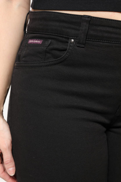Black Cotton Mid Waisted Skinny Denim Jeans-Dolce & Gabbana-LabelTerrace.com