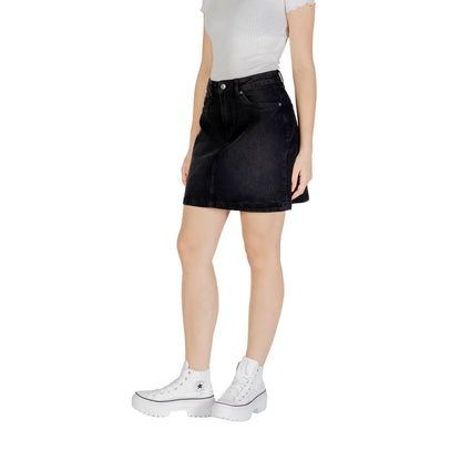 Black Cotton Mini Skirt