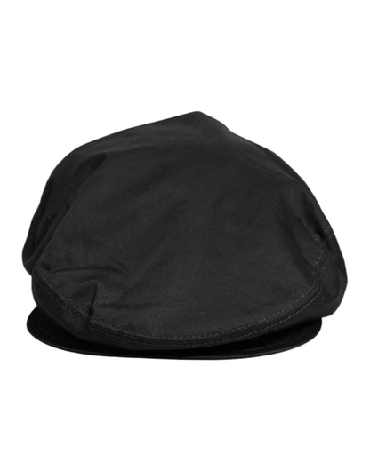 Black Cotton Newsboy Capello Cabbie Hat-Dolce & Gabbana-LabelTerrace.com