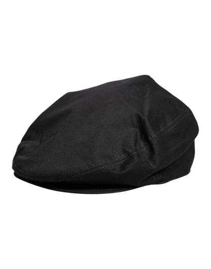 Black Cotton Newsboy Capello Cabbie Hat-Dolce & Gabbana-LabelTerrace.com