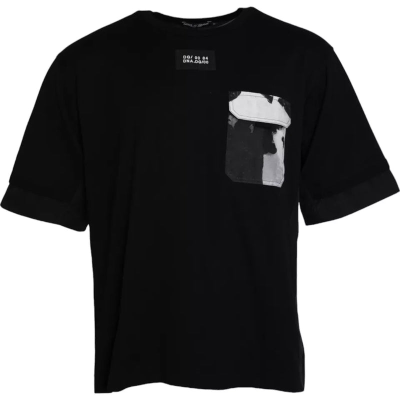 Black Cotton Pocket Short Sleeves Men T-shirt-Dolce & Gabbana-LabelTerrace.com