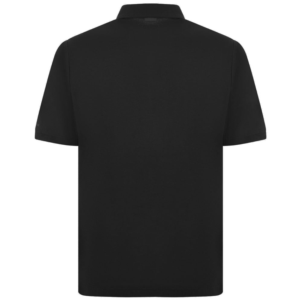 Black Cotton Polo Shirt-People Of Shibuya-LabelTerrace.com