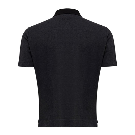 Black Cotton Polo Shirt-Fendi-LabelTerrace.com