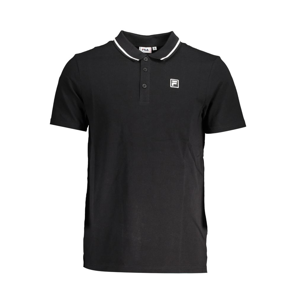 Black Cotton Polo Shirt-Fila-LabelTerrace.com
