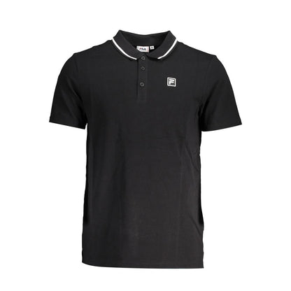 Black Cotton Polo Shirt-Fila-LabelTerrace.com