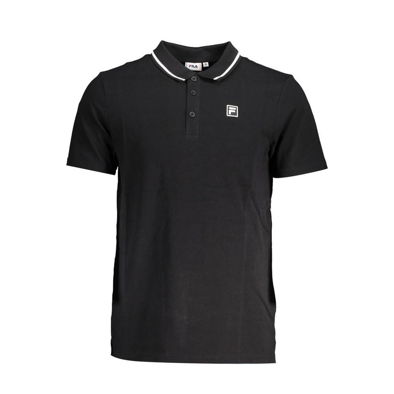 Black Cotton Polo Shirt-Fila-LabelTerrace.com