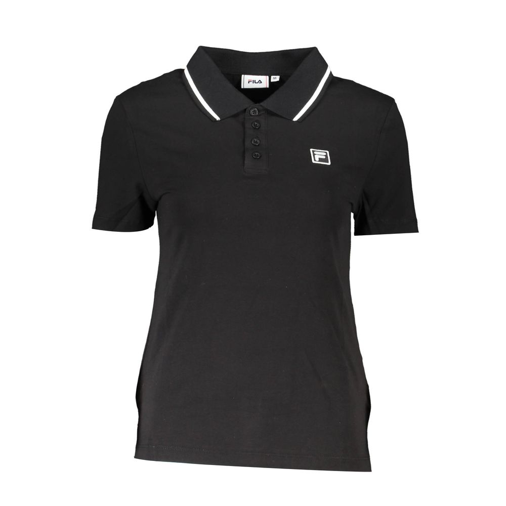 Black Cotton Polo Shirt-Fila-LabelTerrace.com