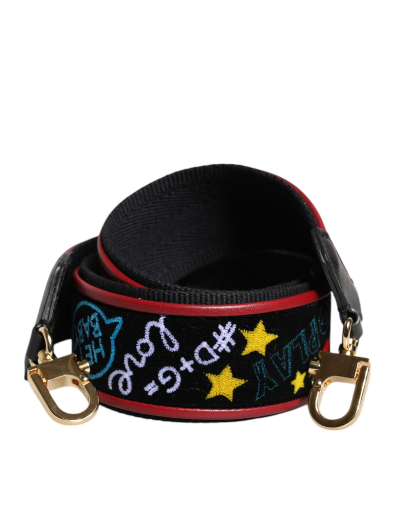 Black Cotton Printed Bag Shoulder Strap-Dolce & Gabbana-LabelTerrace.com