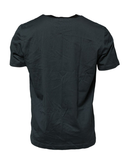 Black Cotton Printed Short Sleeves T-shirt-Dolce & Gabbana-LabelTerrace.com
