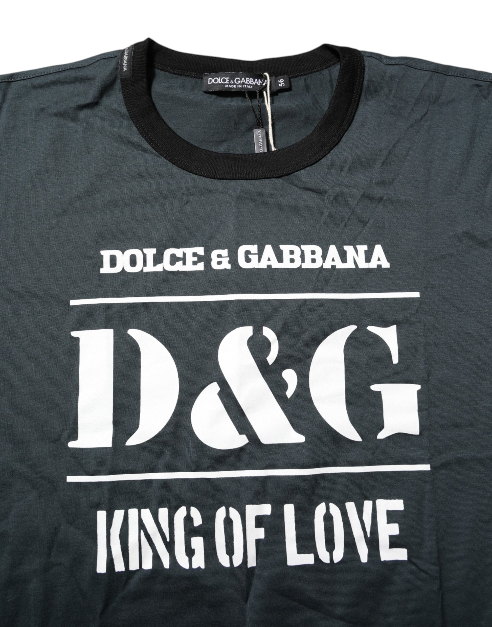 Black Cotton Printed Short Sleeves T-shirt-Dolce & Gabbana-LabelTerrace.com