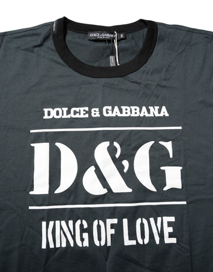 Black Cotton Printed Short Sleeves T-shirt-Dolce & Gabbana-LabelTerrace.com