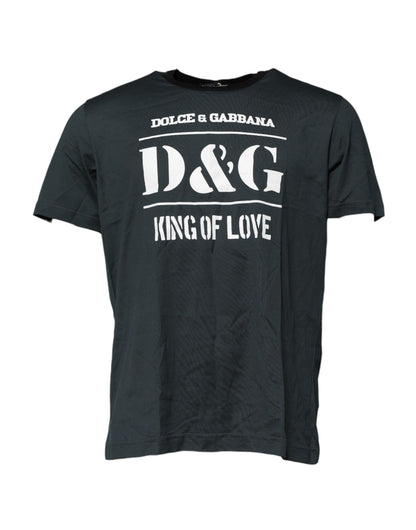 Black Cotton Printed Short Sleeves T-shirt-Dolce & Gabbana-LabelTerrace.com