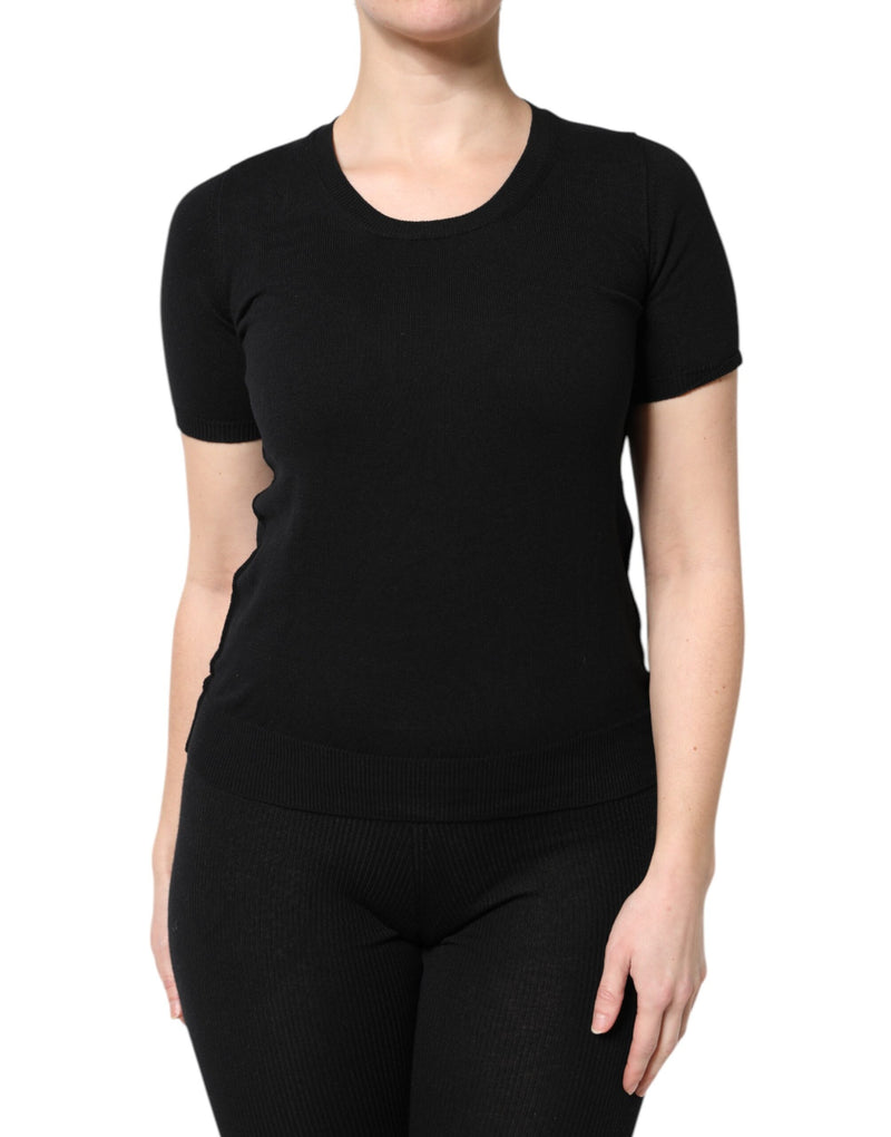 Black Cotton Round Neck Short Sleeve T-shirt-Dolce & Gabbana-LabelTerrace.com