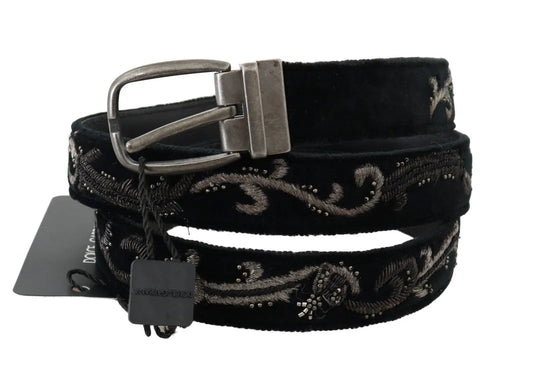 Black Cotton Royal Bee Embroidery Belt-Dolce & Gabbana-LabelTerrace.com