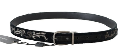 Black Cotton Royal Bee Embroidery Belt-Dolce & Gabbana-LabelTerrace.com
