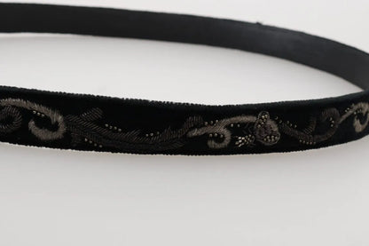 Black Cotton Royal Bee Embroidery Belt-Dolce & Gabbana-LabelTerrace.com