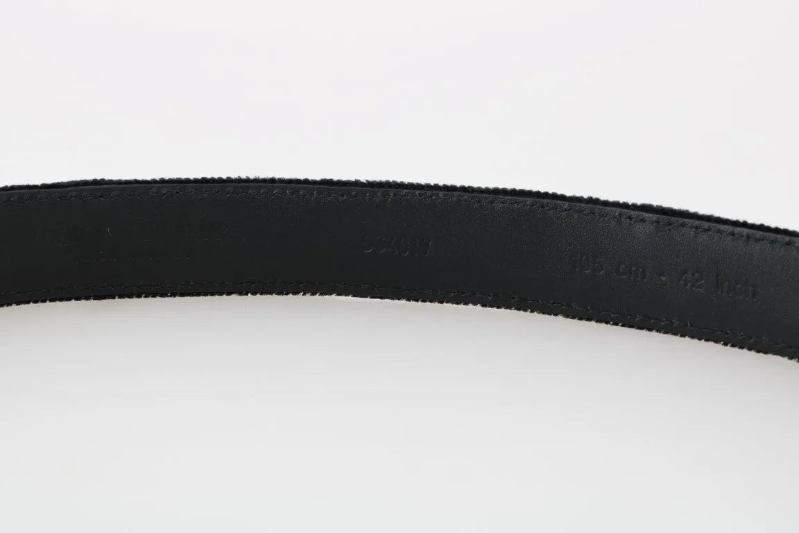 Black Cotton Royal Bee Embroidery Belt-Dolce & Gabbana-LabelTerrace.com