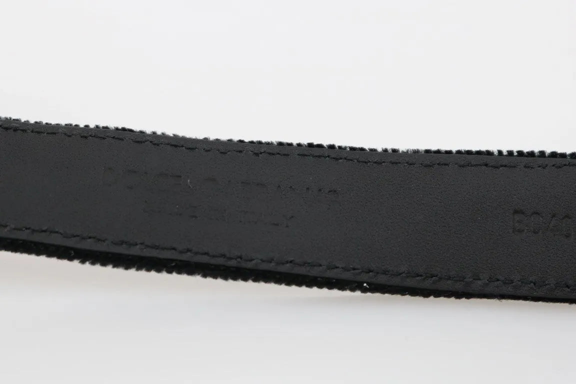 Black Cotton Royal Bee Embroidery Belt-Dolce & Gabbana-LabelTerrace.com