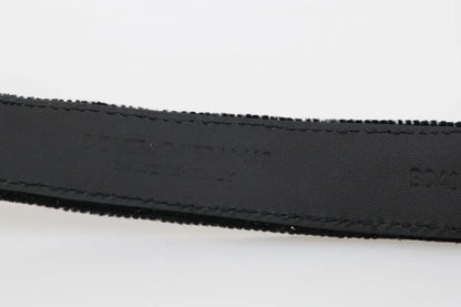 Black Cotton Royal Bee Embroidery Belt-Dolce & Gabbana-LabelTerrace.com