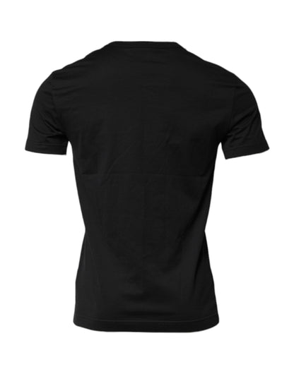 Black Cotton Short Sleeves Round Neck T-shirt-Dolce & Gabbana-LabelTerrace.com
