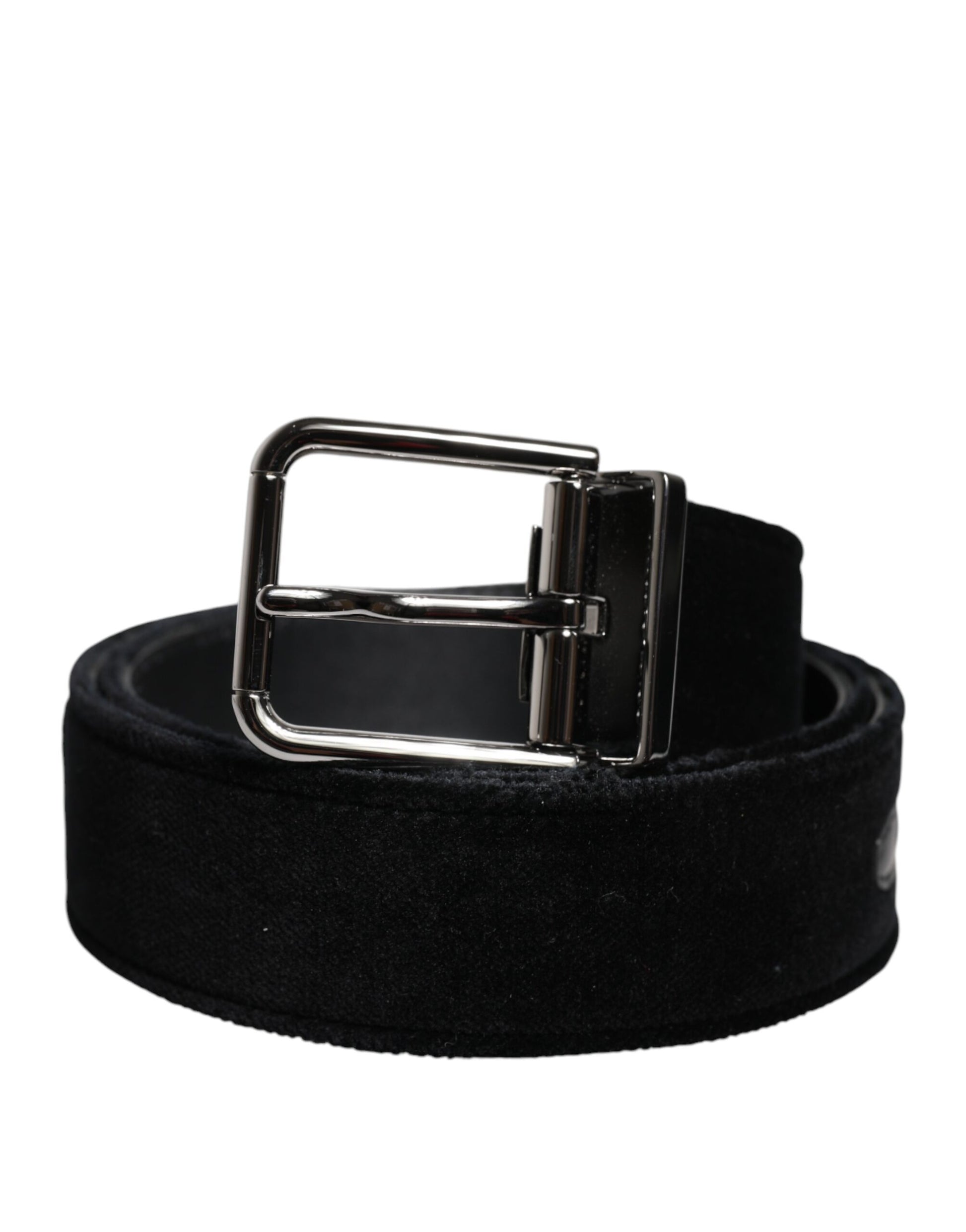 Black Cotton Silver Tone Metal Buckle Belt-Dolce & Gabbana-LabelTerrace.com