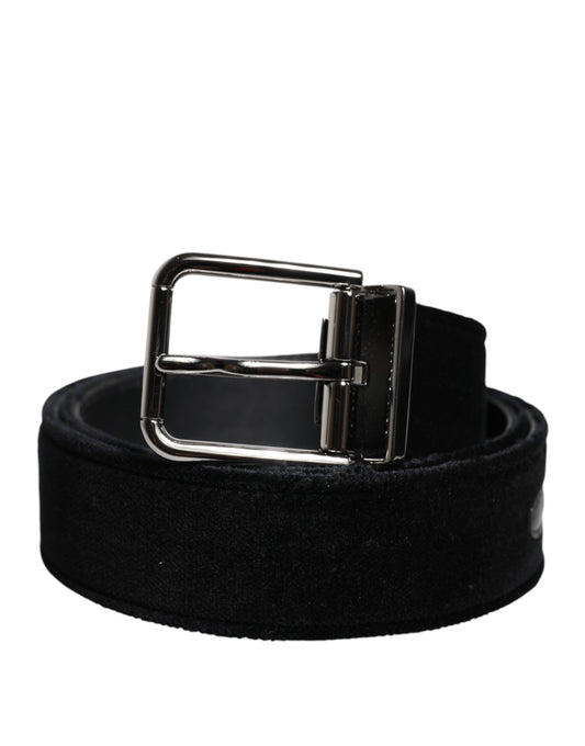 Black Cotton Silver Tone Metal Buckle Belt-Dolce & Gabbana-LabelTerrace.com