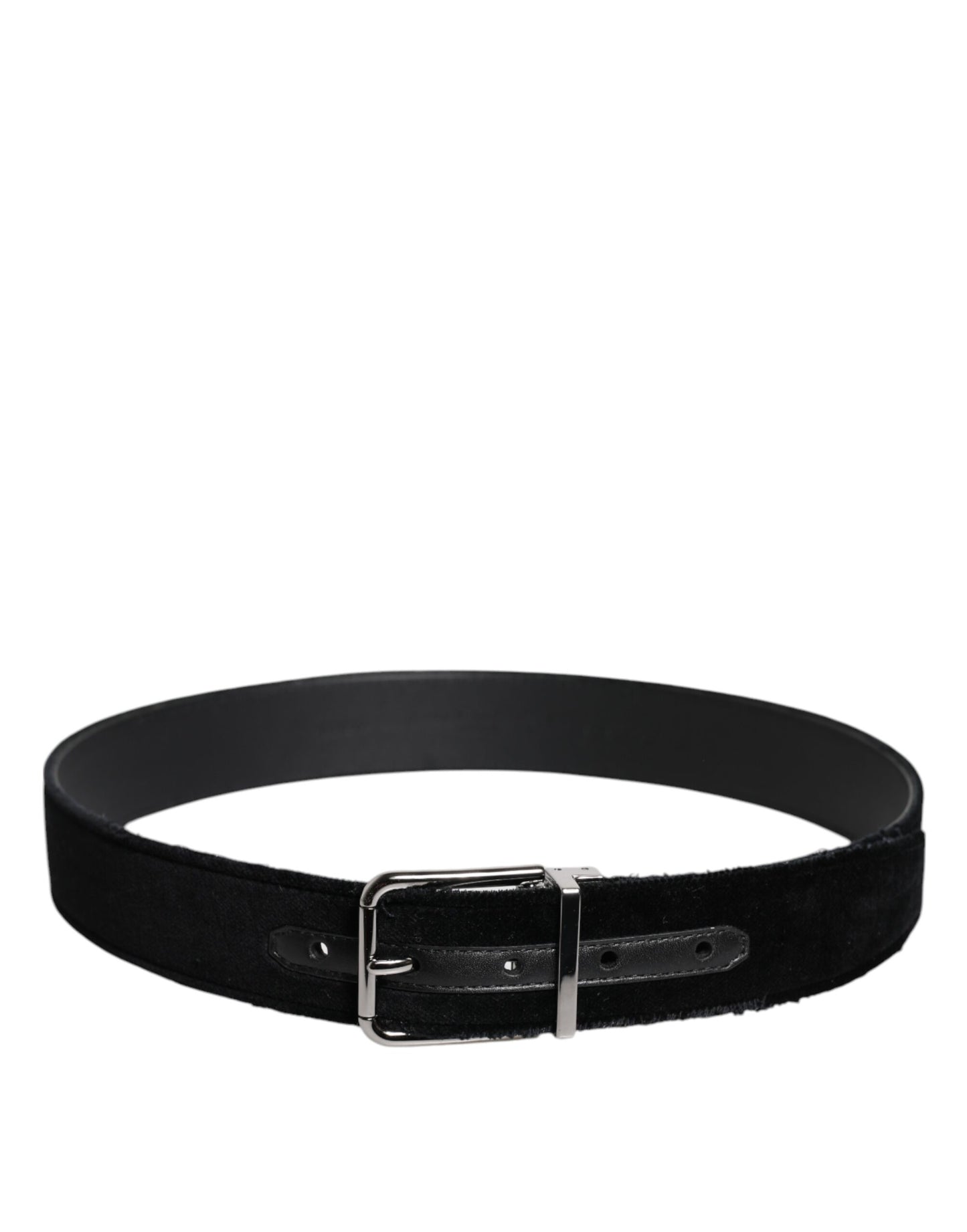 Black Cotton Silver Tone Metal Buckle Belt-Dolce & Gabbana-LabelTerrace.com
