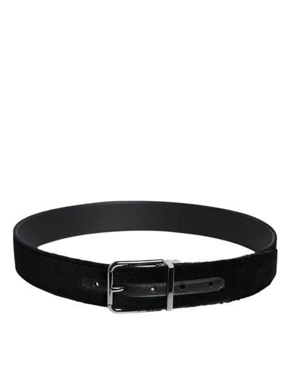 Black Cotton Silver Tone Metal Buckle Belt-Dolce & Gabbana-LabelTerrace.com
