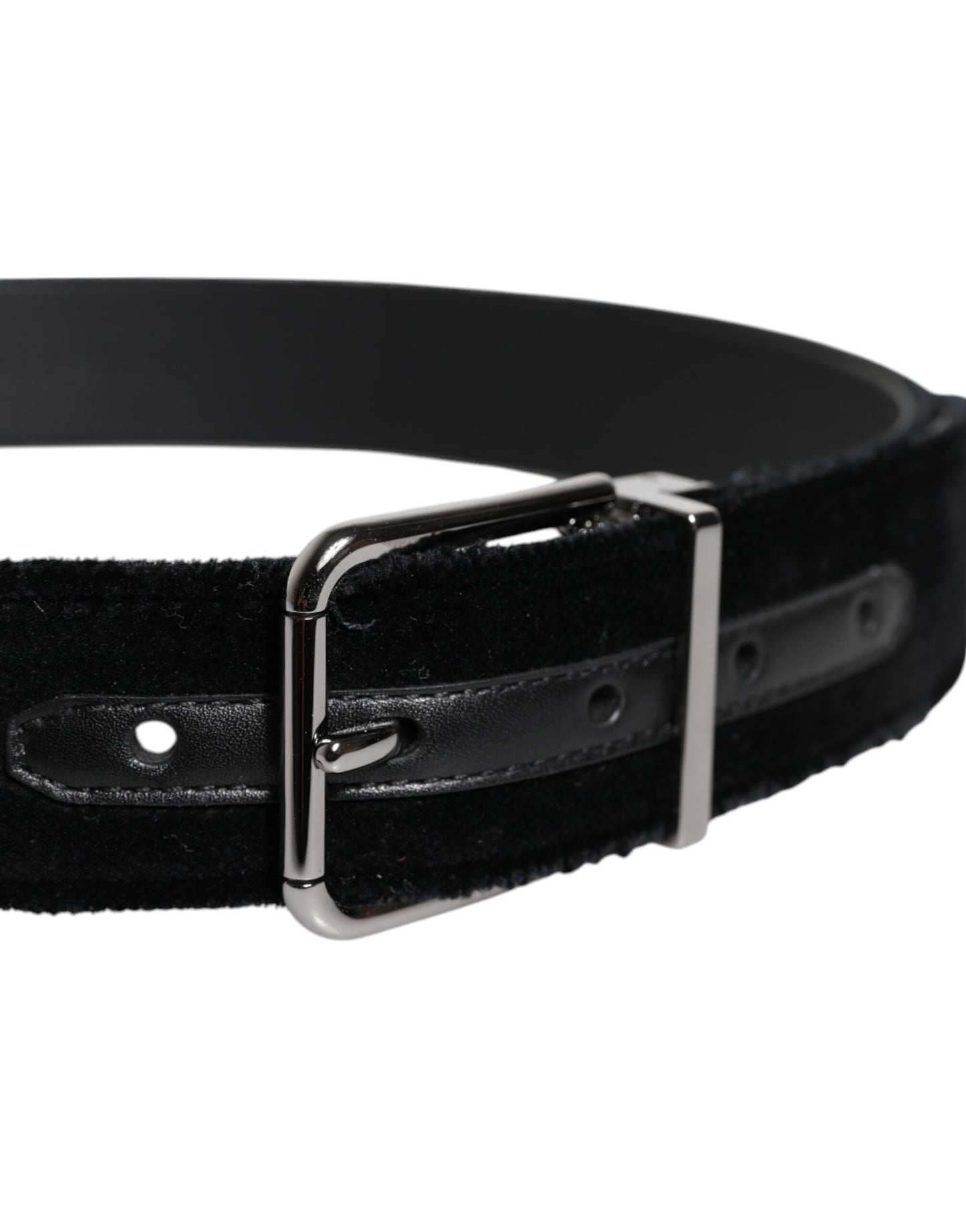 Black Cotton Silver Tone Metal Buckle Belt-Dolce & Gabbana-LabelTerrace.com