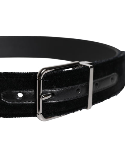 Black Cotton Silver Tone Metal Buckle Belt-Dolce & Gabbana-LabelTerrace.com