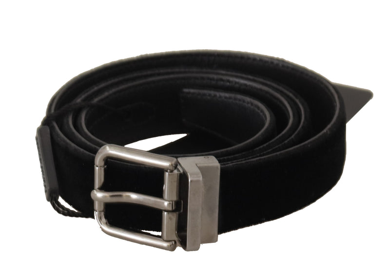 Black Cotton Silver Tone Metal Buckle Belt-Dolce & Gabbana-LabelTerrace.com