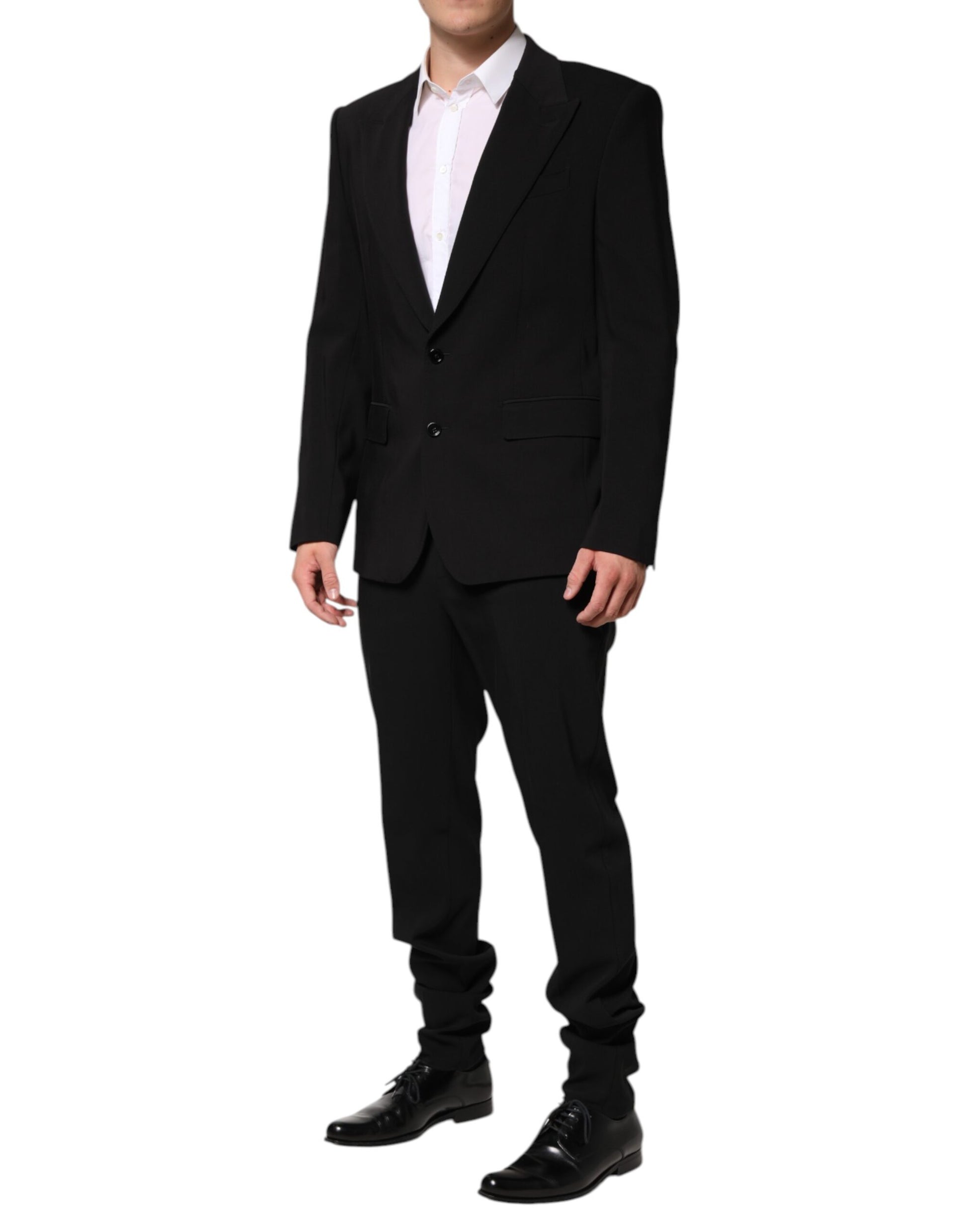 Black Cotton Single Breasted 2 Piece Suit-Dolce & Gabbana-LabelTerrace.com