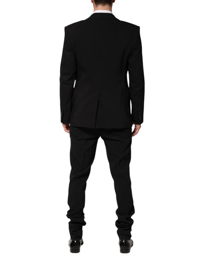 Black Cotton Single Breasted 2 Piece Suit-Dolce & Gabbana-LabelTerrace.com