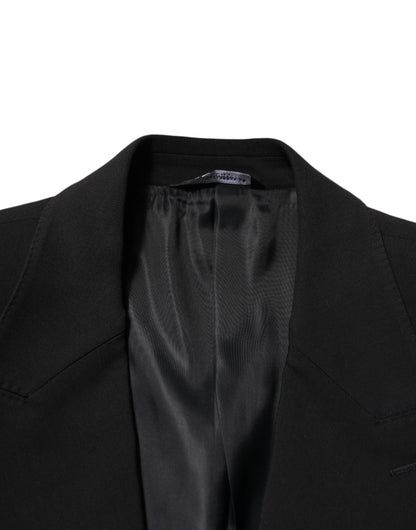 Black Cotton Single Breasted 2 Piece Suit-Dolce & Gabbana-LabelTerrace.com