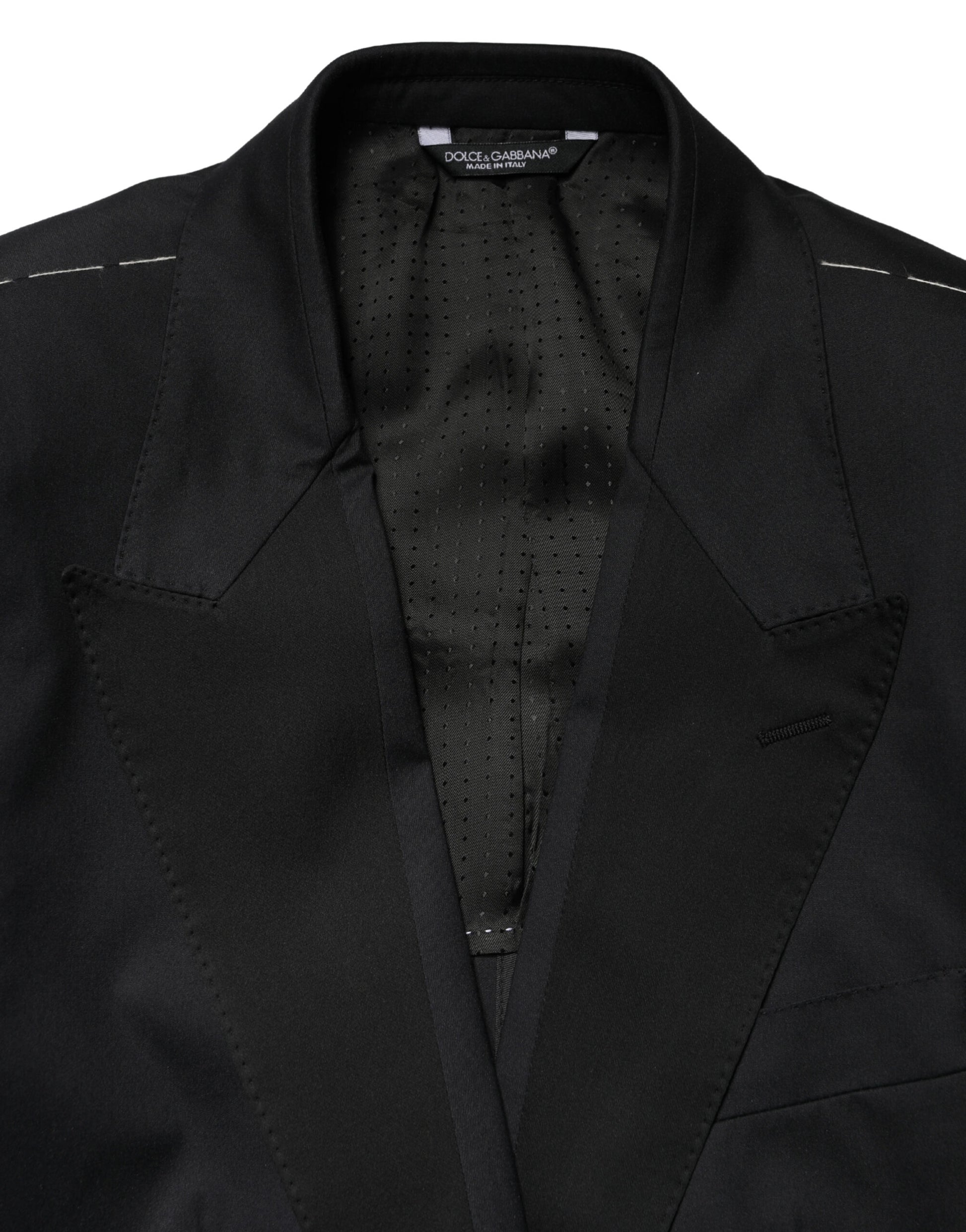 Black Cotton Single Breasted 2 Piece Suit