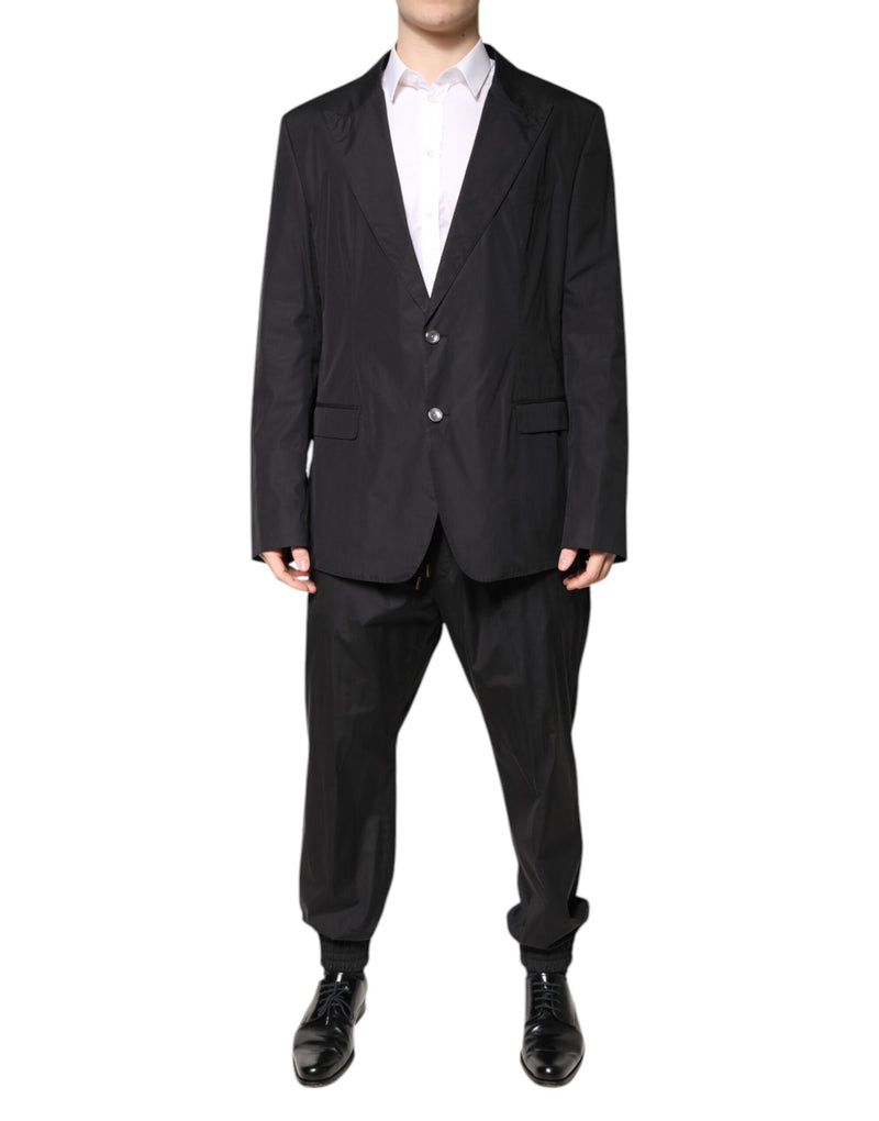 Black Cotton Single Breasted 2 Piece Suit-Dolce & Gabbana-LabelTerrace.com