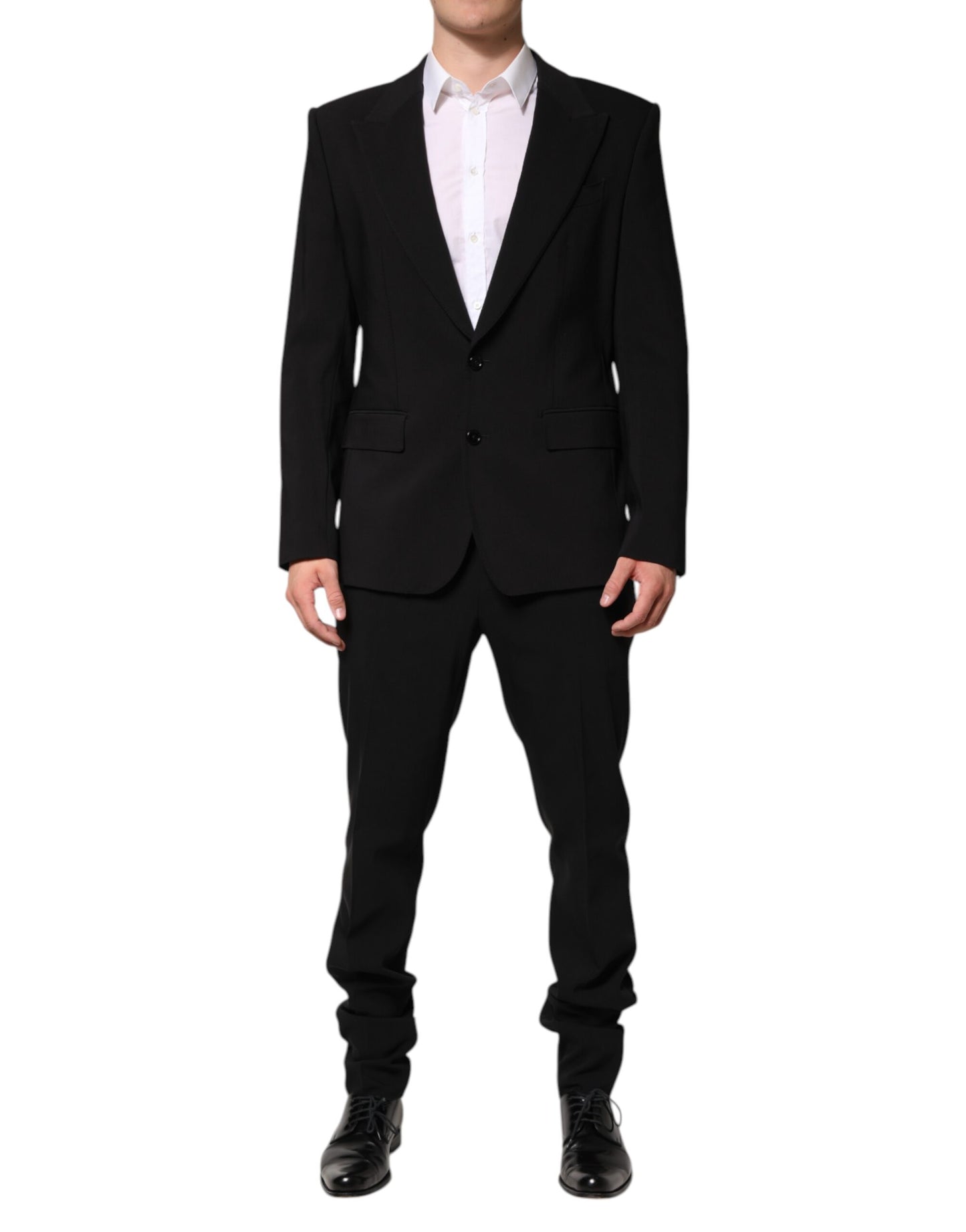 Black Cotton Single Breasted 2 Piece Suit-Dolce & Gabbana-LabelTerrace.com
