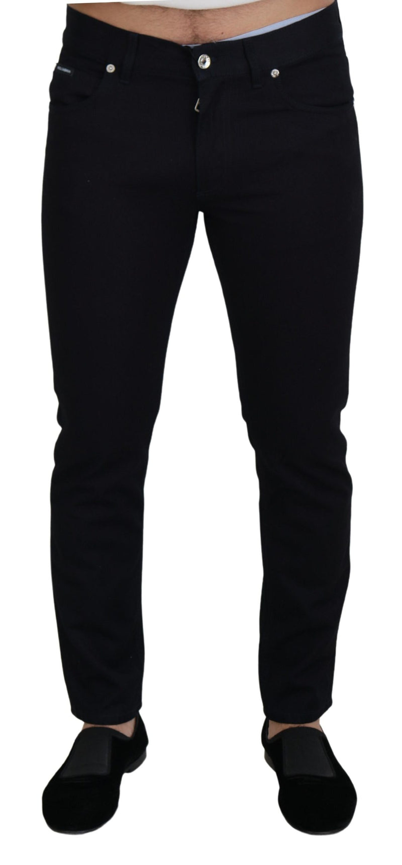 Black Cotton Skinny Casual Denim Jeans-Dolce & Gabbana-LabelTerrace.com