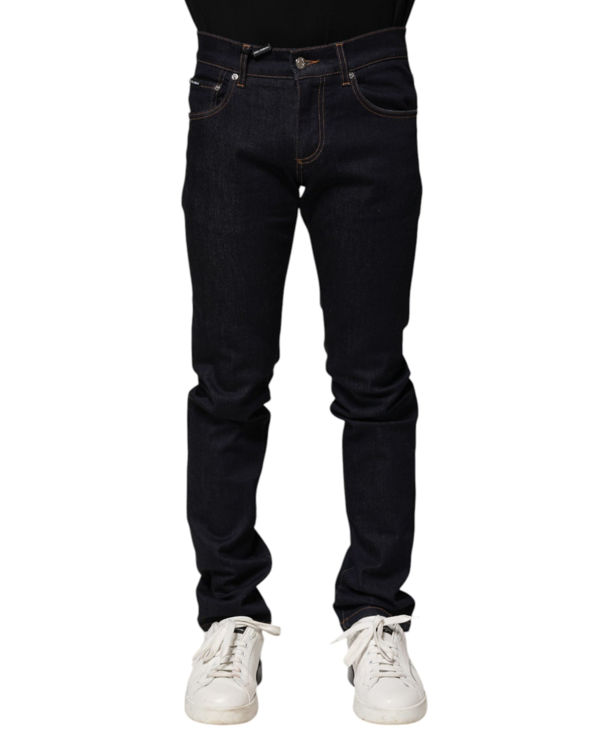 Black Cotton Skinny Men Denim Jeans-Dolce & Gabbana-LabelTerrace.com